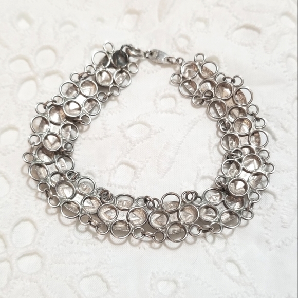 VINTAGE Sterling Filigree Onyx Bracelet - Picture 5 of 6